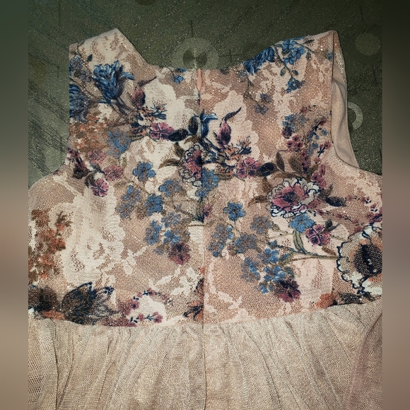 Bonnie Jean Girls Floral Lace Tulle Dress – Pink – Size 6X - Picture 8 of 12